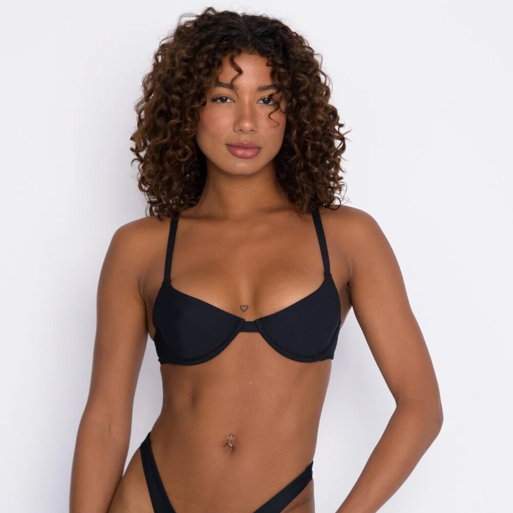 Skatie Claire Bikini Top in Black NWT